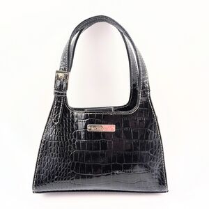 Liz ClairLiz ClaiborneBlack Croc-Embossed Patent Hand Bag